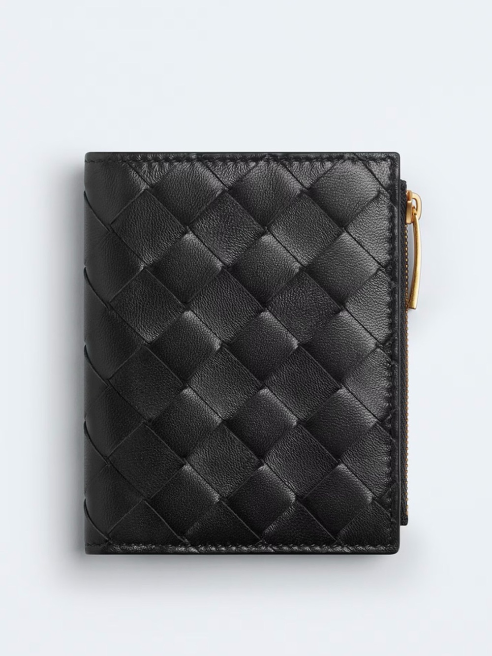 Bottega Veneta Intrecciato Small Bi-Fold Wallet in Black